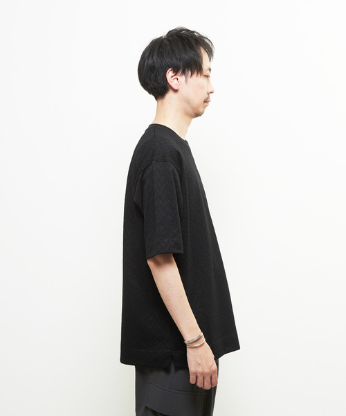 MEN'S MELROSE（メンズメルローズ）の「ヘリンボーンメッシュハーフスリーブTシャツ（Tシャツ/カットソー・メンズ・ブラック/ホワイト・3/4）」の11枚目の写真