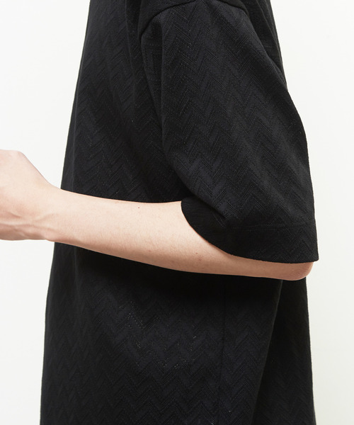 MEN'S MELROSE（メンズメルローズ）の「ヘリンボーンメッシュハーフスリーブTシャツ（Tシャツ/カットソー・メンズ・ブラック/ホワイト・3/4）」の9枚目の写真