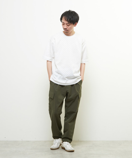 MEN'S MELROSE（メンズメルローズ）の「ヘリンボーンメッシュハーフスリーブTシャツ（Tシャツ/カットソー・メンズ・ブラック/ホワイト・3/4）」の4枚目の写真