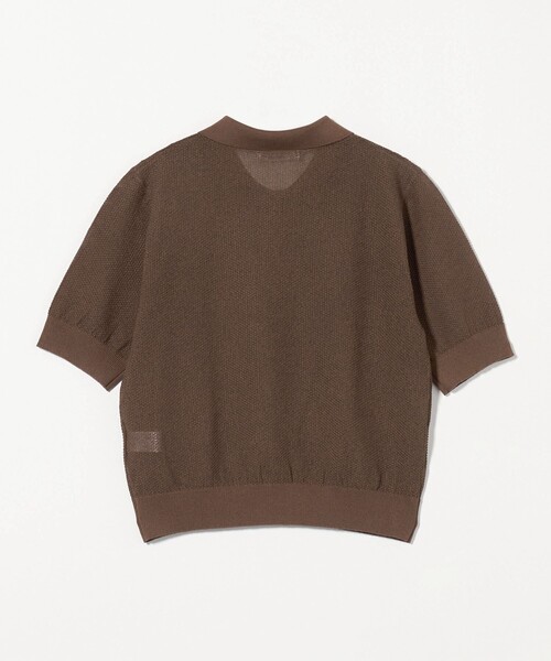 メッシュ ポロニット ブラック BEAUTY＆YOUTH メッシュ ポロニット -ウォッシャブル-（ニット/セーター
