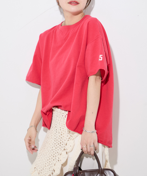 RIDING HIGH(ライディングハイ)の「【RIDING HIGH/ライディングハイ】7.5oz インレーs/s TEE:Tシャツ(Tシャツ/カットソー・レディース・ホワイト/レッド/イエロー/チャコールグレー・FREE)」の4枚目の写真