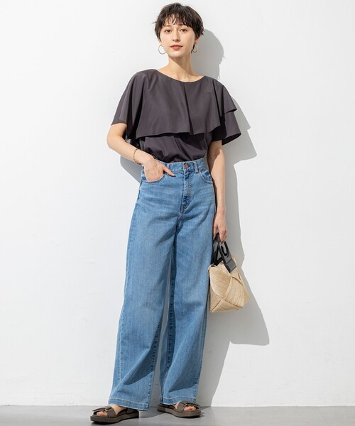 セール】【汗じみ防止/洗える】スムースデザイン ラッフルカラー