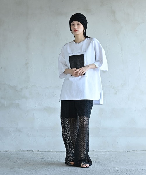 funda mine（ファンダマイン）の「【日本製】UNISEX フラグメントグリッドTシャツ（Tシャツ/カットソー・レディース・ブラック/ホワイト・FREE）」の8枚目の写真