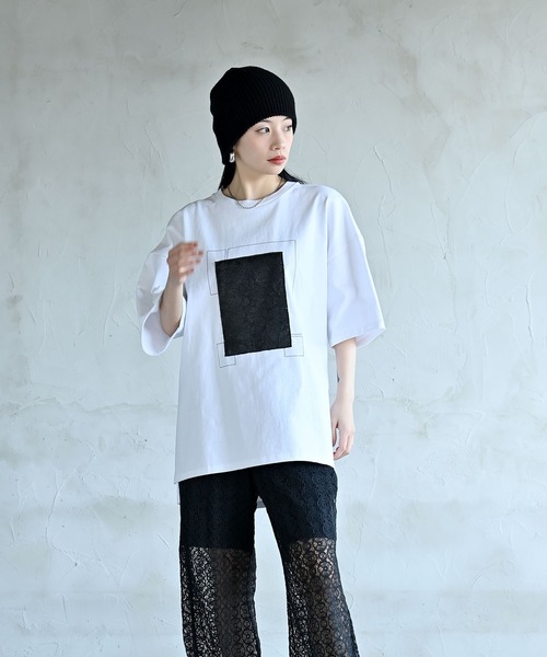 funda mine（ファンダマイン）の「【日本製】UNISEX フラグメントグリッドTシャツ（Tシャツ/カットソー・レディース・ブラック/ホワイト・FREE）」の12枚目の写真