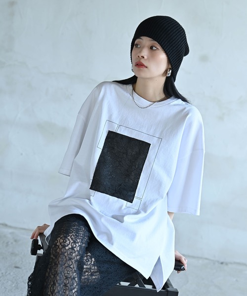 funda mine（ファンダマイン）の「【日本製】UNISEX フラグメントグリッドTシャツ（Tシャツ/カットソー・レディース・ブラック/ホワイト・FREE）」の14枚目の写真