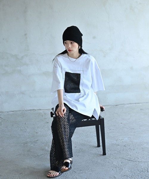 funda mine（ファンダマイン）の「【日本製】UNISEX フラグメントグリッドTシャツ（Tシャツ/カットソー・レディース・ブラック/ホワイト・FREE）」の19枚目の写真