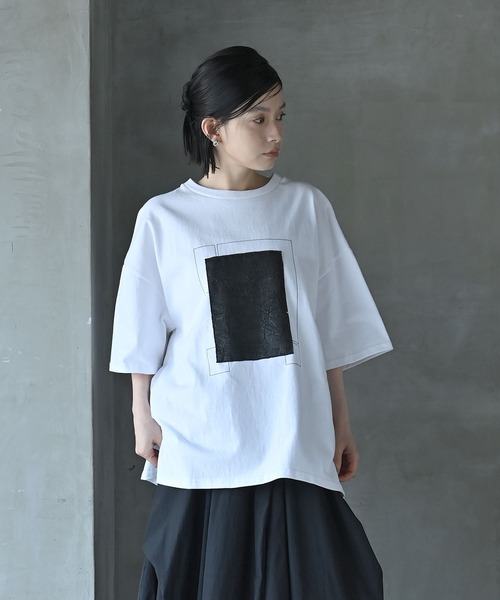 funda mine（ファンダマイン）の「【日本製】UNISEX フラグメントグリッドTシャツ（Tシャツ/カットソー・レディース・ブラック/ホワイト・FREE）」の3枚目の写真