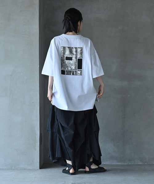 funda mine（ファンダマイン）の「【日本製】UNISEX フラグメントグリッドTシャツ（Tシャツ/カットソー・レディース・ブラック/ホワイト・FREE）」の6枚目の写真