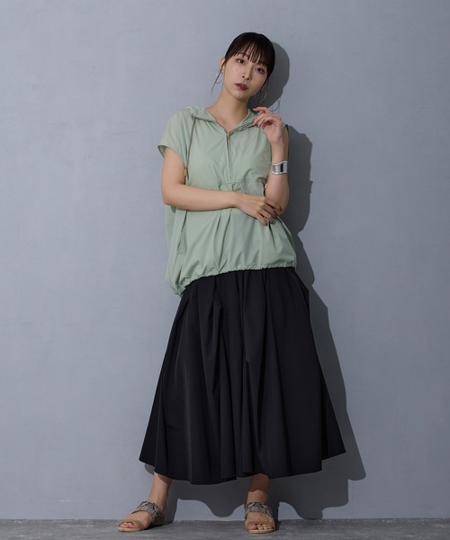 NICOLE white（ニコルホワイト）の「アノラック風スリーブレスプルオーバー（ベスト・レディース・ブラック/オフホワイト/ライトグリーン・FREE）」の8枚目の写真