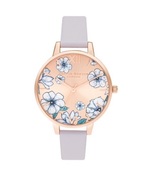 OLIVIA BURTON（オリビアバートン）の「「OLIVIA BURTON/オリビアバートン」グルーヴィブルームス - デミ パルマバイオレット＆ローズゴールド サンレイ 34mm（アナログ腕時計・レディース・ベビーピンク・FREE）」の3枚目の写真