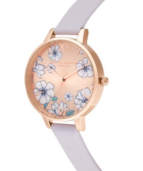 OLIVIA BURTON（オリビアバートン）の「「OLIVIA BURTON/オリビアバートン」グルーヴィブルームス - デミ パルマバイオレット＆ローズゴールド サンレイ 34mm（アナログ腕時計・レディース・ベビーピンク・FREE）」の4枚目の写真