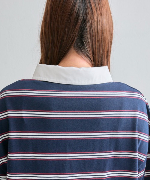 OLIVE des OLIVE（オリーブデオリーブ）の「マルチボーダーラガーシャツ（ポロシャツ・レディース・トップグレー/ネイビー/ブラック・FREE）」の10枚目の写真