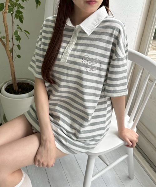 MACHATT マチャット　ボーダーラガーシャツ　グリーン マチャット♡ラガーシャツ - メルカリ