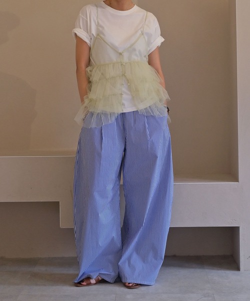 AKTE(アクテ)の「チュールジレ(シャツ/ブラウス・レディース・ブラック/ミント・FREE)」の6枚目の写真