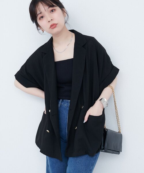 【7/8まで一時限定お値下げ】アイボリー 袖口ロールUP綿麻シアージャケット natural couture（ナチュラルクチュール）の「袖口ロールUP綿麻
