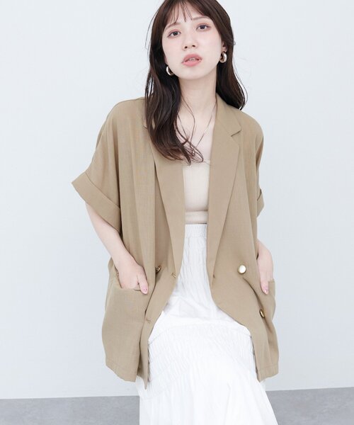袖口ロールUP綿麻シアージャケット/natural couture/新品タグ付き 袖口ロールUP綿麻シアージャケット | natural couture
