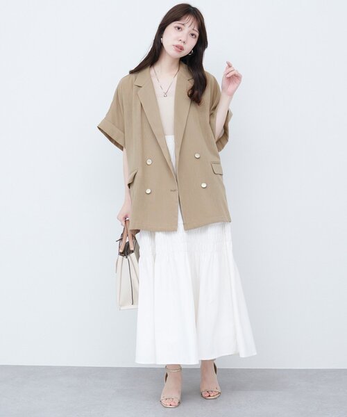 袖口ロールUP綿麻シアージャケット/natural couture/新品タグ付き セール】袖口ロールUP綿麻シアージャケット（テーラード