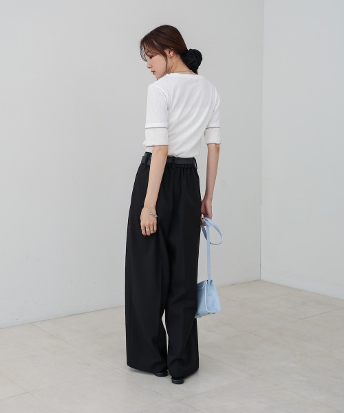 Bab(バブ)の「袖切り替えメローリブカットソー(Tシャツ/カットソー・レディース・イエロー/ベージュ/ブラック/オフホワイト・M)」の13枚目の写真
