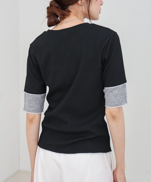 Bab(バブ)の「袖切り替えメローリブカットソー(Tシャツ/カットソー・レディース・イエロー/ベージュ/ブラック/オフホワイト・M)」の20枚目の写真