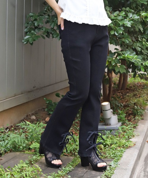 axes femme（アクシーズファム）の「裾リボンデニムパンツ（デニムパンツ・レディース・ワンウォッシュ/ブラック・マルチサイズ）」の8枚目の写真