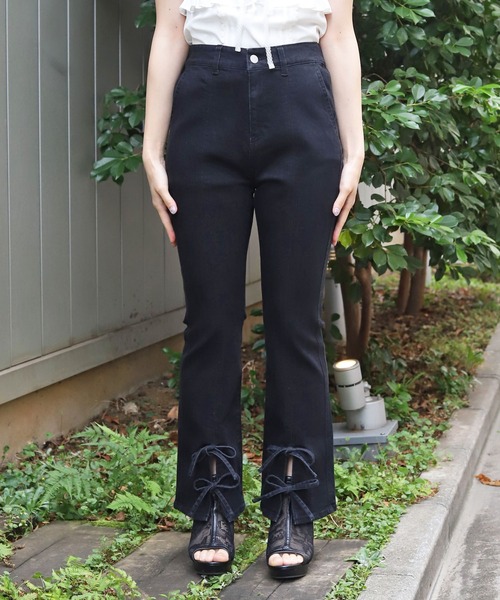 axes femme（アクシーズファム）の「裾リボンデニムパンツ（デニムパンツ・レディース・ワンウォッシュ/ブラック・マルチサイズ）」の12枚目の写真