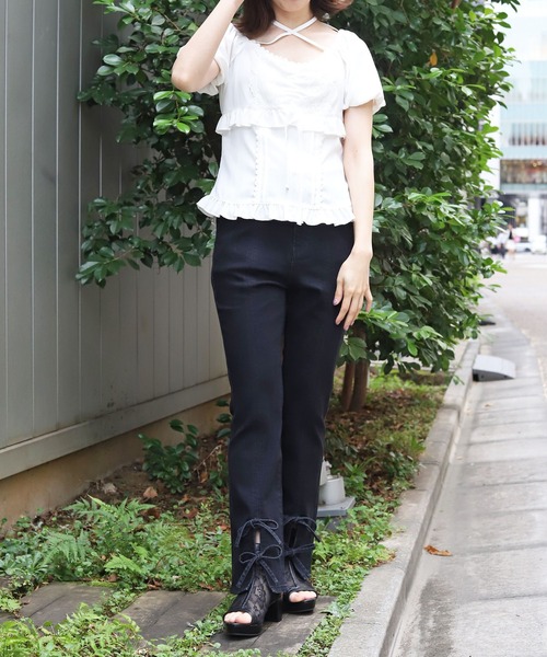axes femme（アクシーズファム）の「裾リボンデニムパンツ（デニムパンツ・レディース・ワンウォッシュ/ブラック・マルチサイズ）」の22枚目の写真