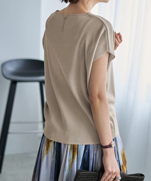 ニット セーター Tシャツみたいな微シアー麻調ニットトップス レディース Tシャツみたいな微シアー麻調ニットトップス（ニット/セーター