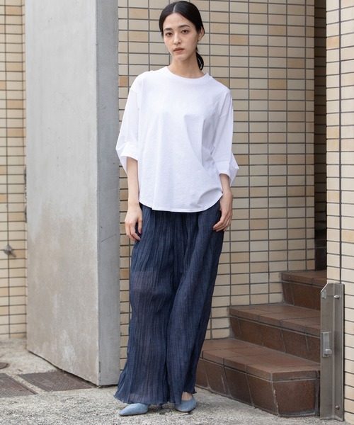 Munich(ミューニック)の「ワッシャープリーツシアーデニムワイドパンツ(その他パンツ・レディース・ブラック/ネイビー・S)」の17枚目の写真