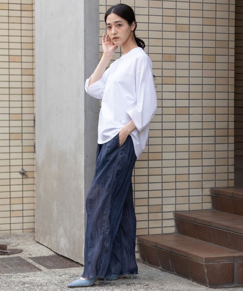 Munich(ミューニック)の「ワッシャープリーツシアーデニムワイドパンツ(その他パンツ・レディース・ブラック/ネイビー・S)」の18枚目の写真