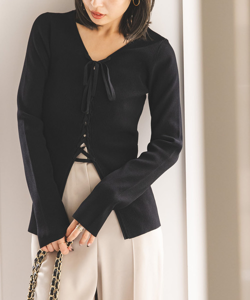 WEB限定追加》レースアップリブニット（ニット/セーター）｜NOBLE