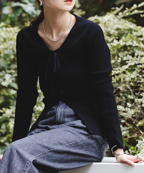 WEB限定追加》レースアップリブニット（ニット/セーター）｜NOBLE