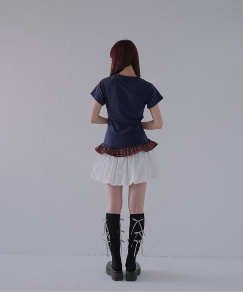 Uenui（ウニュイ）の「【 cunii 】 チェックハートフリルTシャツ（Tシャツ/カットソー・レディース・ネイビー/グレー・FREE）」の17枚目の写真