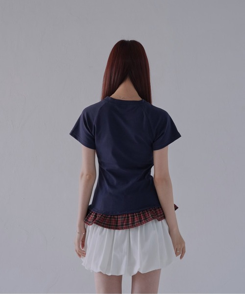 Uenui（ウニュイ）の「【 cunii 】 チェックハートフリルTシャツ（Tシャツ/カットソー・レディース・ネイビー/グレー・FREE）」の18枚目の写真