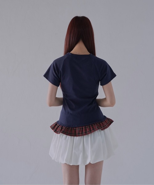 Uenui（ウニュイ）の「【 cunii 】 チェックハートフリルTシャツ（Tシャツ/カットソー・レディース・ネイビー/グレー・FREE）」の19枚目の写真