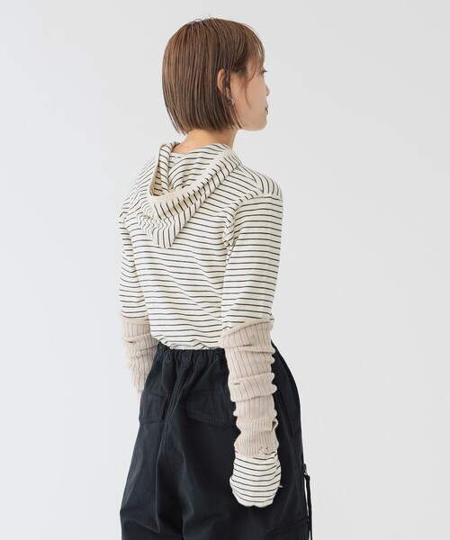 maturely(マチュアリー)の「【別注】Healthknit × maturely / フーデッド ヘンリー ロングスリーブ(Tシャツ/カットソー・レディース・その他/ブラック/ナチュラル・ONE SIZE)」の5枚目の写真