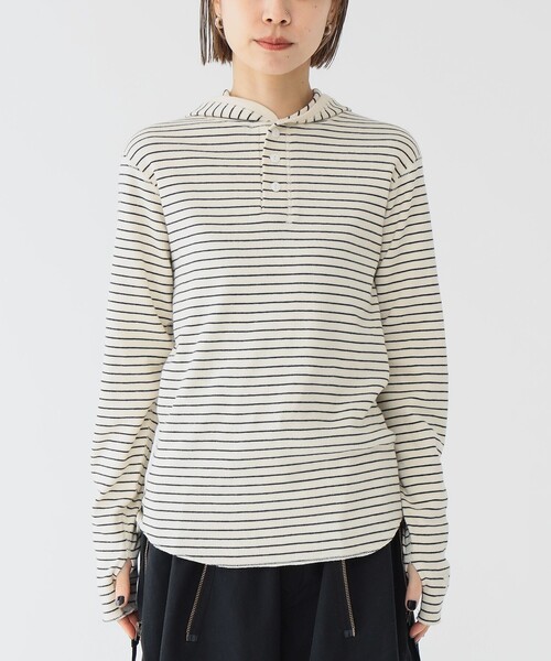 maturely(マチュアリー)の「【別注】Healthknit × maturely / フーデッド ヘンリー ロングスリーブ(Tシャツ/カットソー・レディース・その他/ブラック/ナチュラル・ONE SIZE)」の7枚目の写真