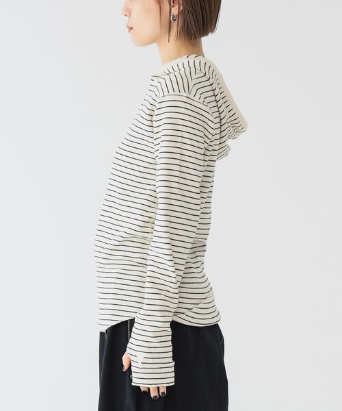 maturely(マチュアリー)の「【別注】Healthknit × maturely / フーデッド ヘンリー ロングスリーブ(Tシャツ/カットソー・レディース・その他/ブラック/ナチュラル・ONE SIZE)」の8枚目の写真