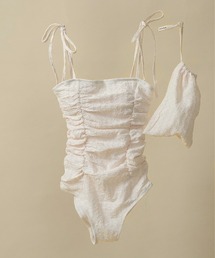 lawgy(EW[)gather wrinkle ribbon swimwear / MU[N{XCEFA()