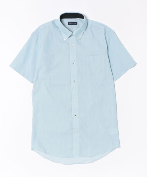 TOKYO SHIRTS(トウキョウシャツ)の「【吸水速乾】 形態安定ノンアイロン ボタンダウン 半袖ビジネスワイシャツ(ビジネスシャツ・メンズ・グリーン・首回り43cm/首回り41cm/首回り39cm/首回り42cm/首回り37cm)」の4枚目の写真
