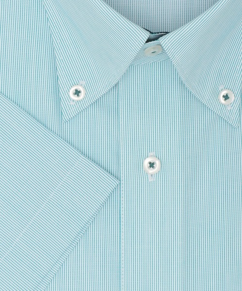 TOKYO SHIRTS(トウキョウシャツ)の「【吸水速乾】 形態安定ノンアイロン ボタンダウン 半袖ビジネスワイシャツ(ビジネスシャツ・メンズ・グリーン・首回り43cm/首回り41cm/首回り39cm/首回り42cm/首回り37cm)」の7枚目の写真