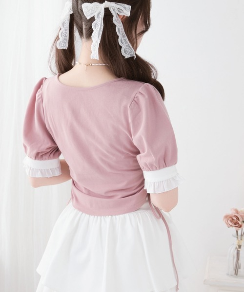 DearMyLove(ディアマイラブ)の「フリルリボンカットソー(Tシャツ/カットソー・レディース・ブラック/ベビーピンク・SMALL/MEDIUM/LARGE)」の3枚目の写真