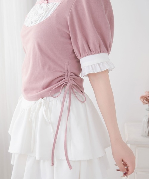 DearMyLove(ディアマイラブ)の「フリルリボンカットソー(Tシャツ/カットソー・レディース・ブラック/ベビーピンク・SMALL/MEDIUM/LARGE)」の5枚目の写真
