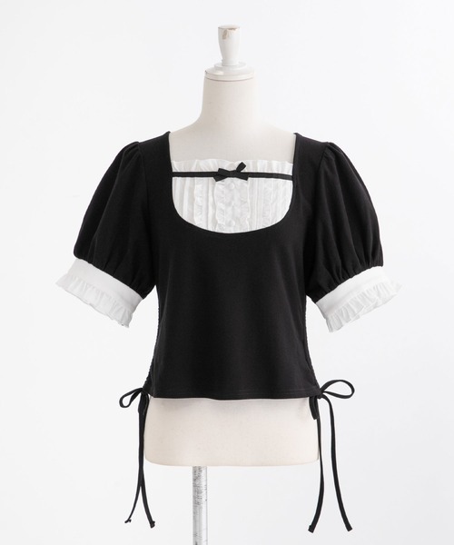 DearMyLove(ディアマイラブ)の「フリルリボンカットソー(Tシャツ/カットソー・レディース・ブラック/ベビーピンク・SMALL/MEDIUM/LARGE)」の6枚目の写真