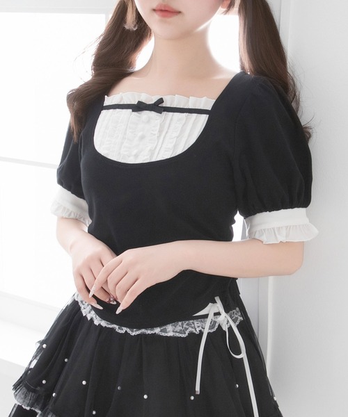 DearMyLove(ディアマイラブ)の「フリルリボンカットソー(Tシャツ/カットソー・レディース・ブラック/ベビーピンク・SMALL/MEDIUM/LARGE)」の13枚目の写真
