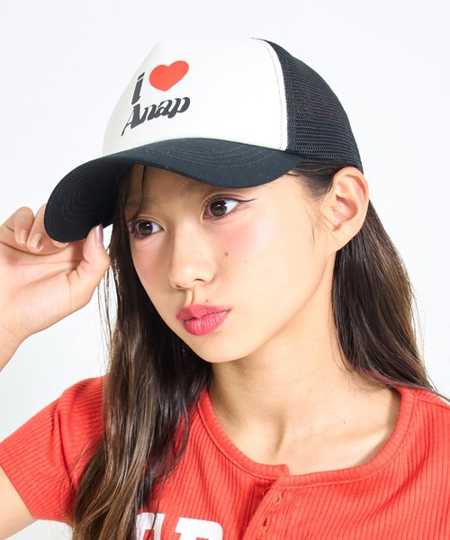 ANAP GｉRL（アナップガール）の「ILOVE ANAP メッシュキャップ（キャップ・キッズ・レッド/ブラック・FREE）」の9枚目の写真