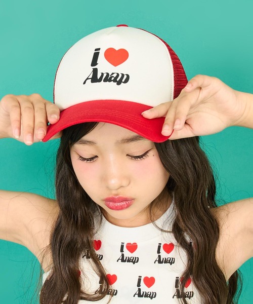 ANAP GｉRL（アナップガール）の「ILOVE ANAP メッシュキャップ（キャップ・キッズ・レッド/ブラック・FREE）」の10枚目の写真