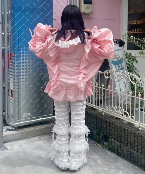 Candy Stripper(キャンディストリッパー)の「FRILL LACE FLARE パンツ(その他パンツ・レディース・ピンク/オフホワイト/ブラック・FREE)」の9枚目の写真
