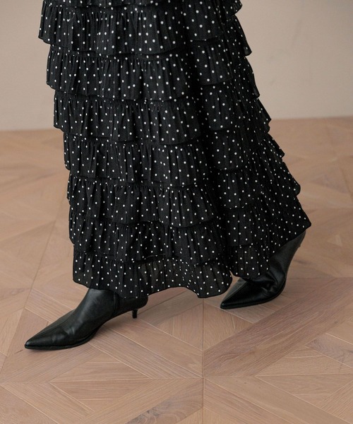 LOWRYS FARM（ローリーズファーム）の「フリルスカート　576726（スカート・レディース・アイボリー/ブラック/チャコールグレー/ドット/ブルー・FREE）」の9枚目の写真