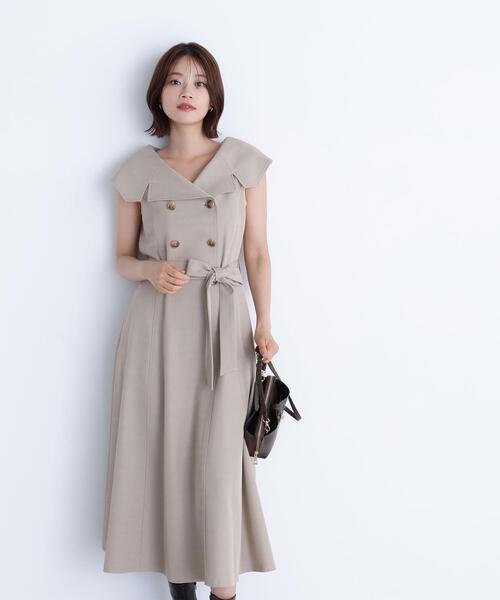 NATURAL BEAUTY BASIC(ナチュラルビューティーベーシック)の「◇トレンチディティールワンピース(ワンピース・レディース・ベージュ/イエロー/ネイビー・SMALL/MEDIUM/P/S)」の2枚目の写真