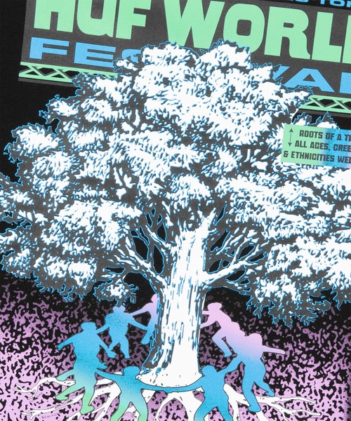 HUF（ハフ）の「WORLD FESTIVAL TEE（Tシャツ/カットソー・メンズ・ホワイト/ブラック・S/M/L/XL/XXL）」の15枚目の写真
